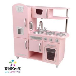 kidkraft kids pink vintage wooden pretend play kitchen
