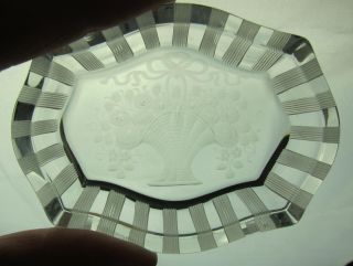 Set of 7 Antique Hawkes Engraved Flower Basket Glass Crystal Cut 