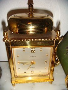 GUBELIN 8 DAY BELL CHIME ALARM CLOCK, PRISTINE CONDITION, WORKS ,RARE 