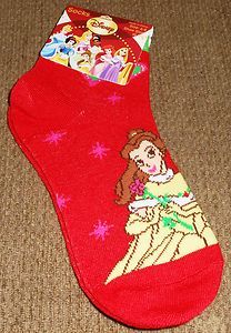 Christmas   Disneys Belle Christmas Socks  Sz. 6   8   NEW