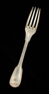 Antique Christofle Chinon Large Fork Spoon Silverplate 19th Century 