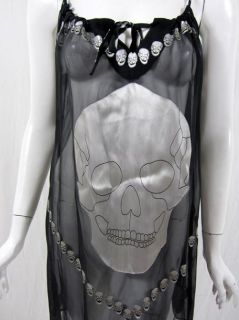 charlotte sparre womnes black skull dress s $ 345 new