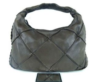 Authentic BOTTEGA VENETA Dark Brown Soft Leather Hand Bag Purse Hobo 