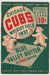 1937 Chicago Cubs Cardinals Program Scorecard Cubs Win Marathon