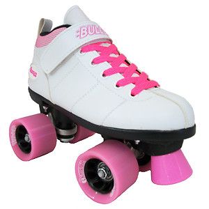 Chicago Bullet White Speed Skates Chicago Speed Skates Pink Laces 
