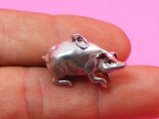 Nanas Vintage Sterling Silver 3D Chubby Pig Charm Pendant