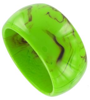 Chunky Pea Green Brown Bangle Bracelet Lucite Wide