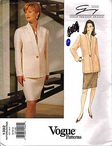 Vogue Pattern 1392 Genny Jacket Skirt Suit Sz 8 10 12 Sew Pattern 