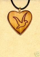Christian Dove Wooden Heart Pendant JL160