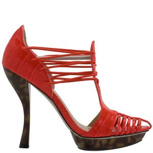 Christian Siriano Rosa Orange Strappy Toe Sandal 4 5 Inch Heel Size 12 