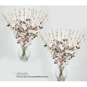 24 Pcs Artificial Silk Flower Cherry Blossom x4 Pink