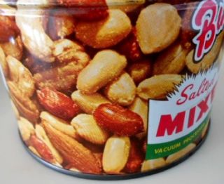 Vintage Buster Mixed Nuts Peanuts 1 lb Keywind Tin Great Graphics 