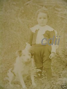 Boy w Dog Chester Vermont VT Cabinet Card Photograph