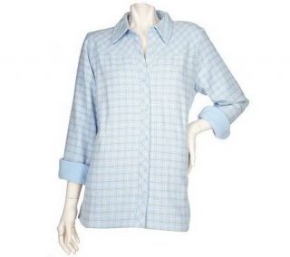 Denim & Co. Plaid Flannel Big Shirt with Fleece Lining —