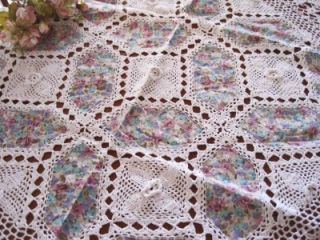  3D Flower Hand Crochet Insertion Cotton Round Table Cloth Xmas Sale