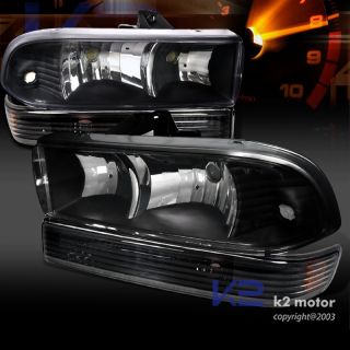 Euro Black 98 04 Chevy S10 Blazer Headlights Lamps Bumper Parking
