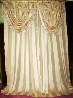 Vintage Chris Madden Tone on Tone Gold Faux Silk Drapes Curtains Plus