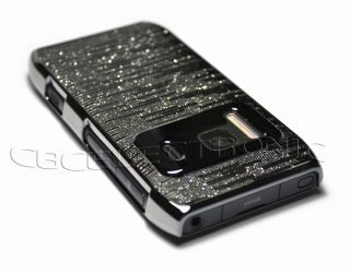  Black Silver PU Chrome Hard Case Skin Back Cover for Nokia N8