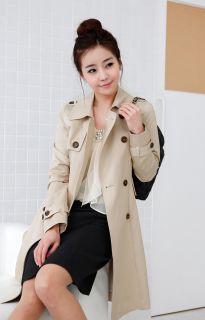 FANCYQUBE Chic Double Breasted Coat Lapel Trench Belted 1973