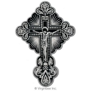  Jesus Christ Silver Cross Skull Tattoo Christian Biker Patch