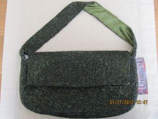 New Christiana Green Beaded Baguette Purse Perfect for The Holidays