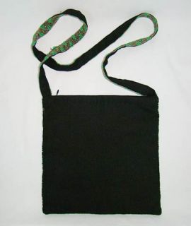 Christiana Green Black Beaded Long Strap Handbag Purse