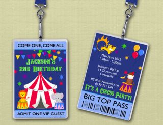 Circus Carnival Themed VIP Lanyard Birthday Invitations
