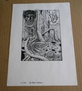 Original Signed Dave Carson Pen and Ink Drawing Lovecraft Arkham