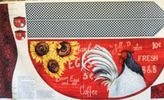  Country Touch Apron Panel Rooster Chicken Daphne B Fabric 24
