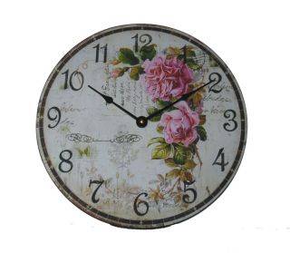 Pink Roses Classic Design Wall Clock 12 Inch Ashton Sutton CC3400 New
