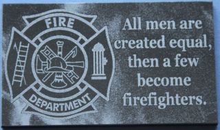 Firefighters Gift Plaque Engraved Black Marble Fire Dept Seal Firemen