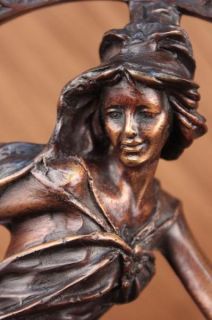 French Art Nouveau Bronze Woman on Moon Famous Artist Sculpture Statue