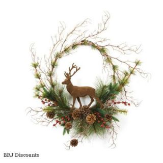 Rustic Lodge 20 Artificial Christmas Wreath with Deer