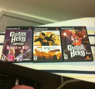 Lot of 3 PlayStation 2 PS2 Games Guitar Hero Sing Star