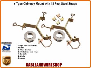 Chimney Mount Antenna Mast Bracket 18 Stainless Steel Straps
