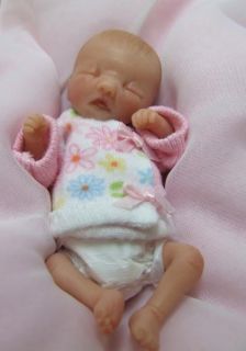  Sculpted Diaper Bag Baby Girl Polymer Clay Art Doll TINY Miniature