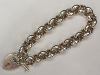 vintage sterling silver chunky chain charm bracelet