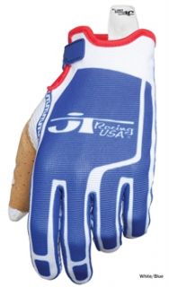 JT Racing Flex Feel Gloves   White/Blue 2012