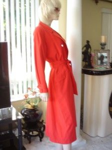  Claiborne Petite Collection Pocketed Red Light Trench Rain Coat 6 P