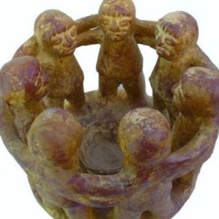Circle of Friends Clay Candle Holder 7 Pre Columbian Friends Large D