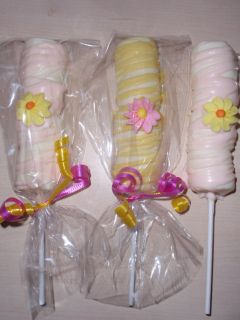 Chocolate Covered Marshmallows Candy Favors Flowers Pops