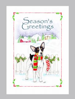 Rat Terrier Dog Christmas Cards Box of 16 Cards 16 White Envelops