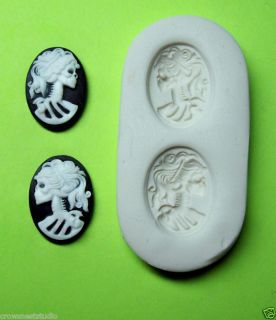 Lady Skull Hair Goddess Pair CNS Polymer Clay Mini Mold
