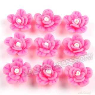 30x New Pink Flower Polymer Clay Fimo Beads 25mm 111090 ON SALE