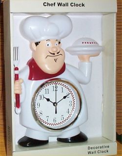 Fat Chef Waiter Wall Clock Bistro Kitchen Decorative