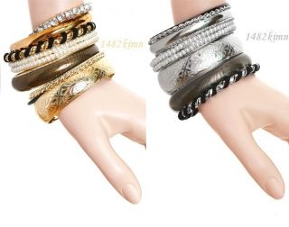  Style Bangle Bracelets Pearl Fabric Rhinestone W27 2147