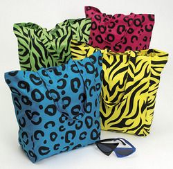 12 Fabric ANIMAL PRINT TOTE BAGS wholesale FREE SHIP party bags