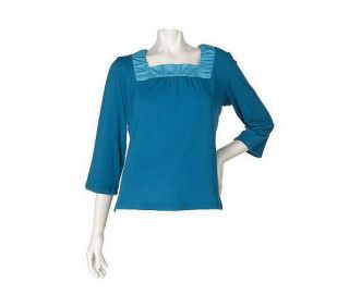 Clinton Kelly for Denim Co 3 4 Sleeve Square Neck Colorblock Top 3X