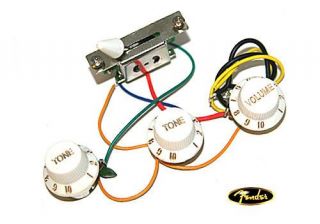 Fender Squier Stratocaster Wiring Harness White Knobs 250K Controls