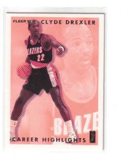 Clyde Drexler 1993 1994 Fleer Basketball Career Insert